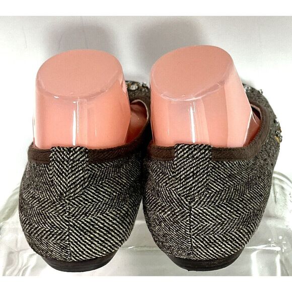 Talbots Brown Tweed Ballet Flats Shoes Size 9 B US Rhinestones Sequins - Picture 4 of 12